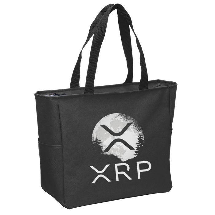 Ripple Coin Xrp Ledger Moon Cryptocurrency Bull Market Zip Tote Bag