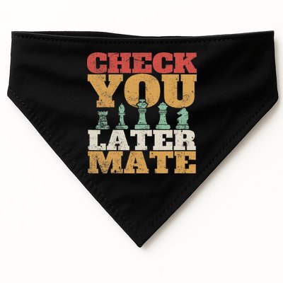 Retro Check You Later Mate Funny Checkmate Chess Pieces USA-Made Doggie Bandana