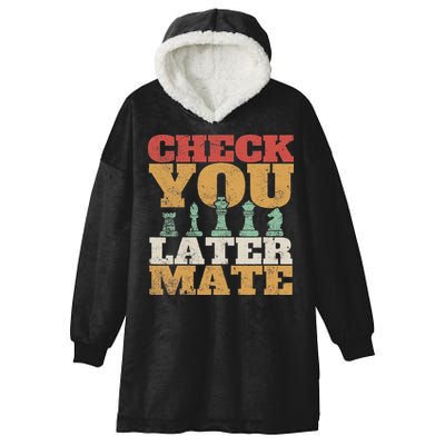 Retro Check You Later Mate Funny Checkmate Chess Pieces Hooded Wearable Blanket
