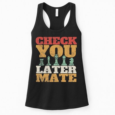 Retro Check You Later Mate Funny Checkmate Chess Pieces Womens Tank Top