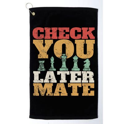Retro Check You Later Mate Funny Checkmate Chess Pieces Golf Towel