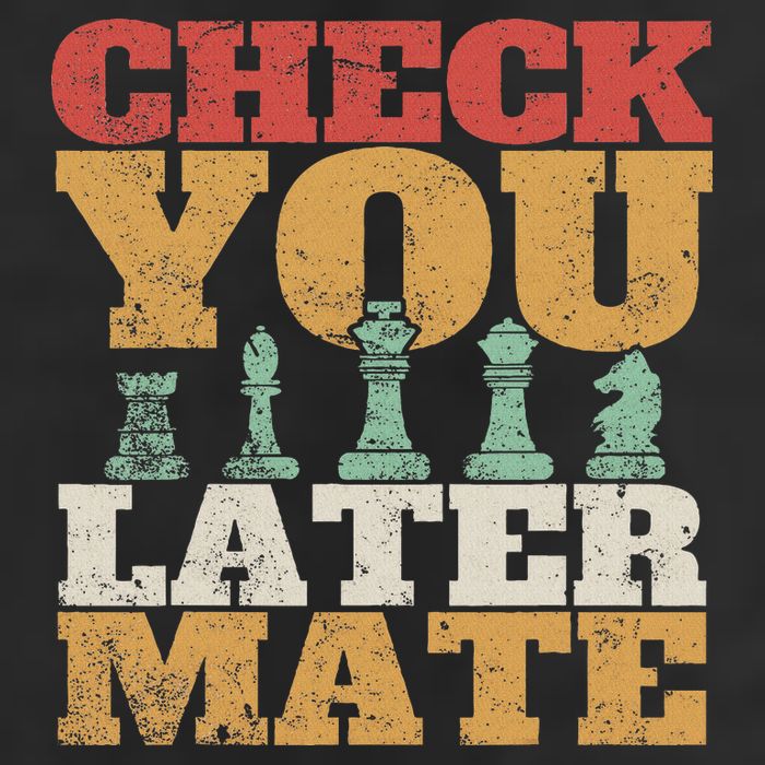 Retro Check You Later Mate Funny Checkmate Chess Pieces Golf Towel
