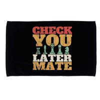Retro Check You Later Mate Funny Checkmate Chess Pieces Microfiber Hand Towel