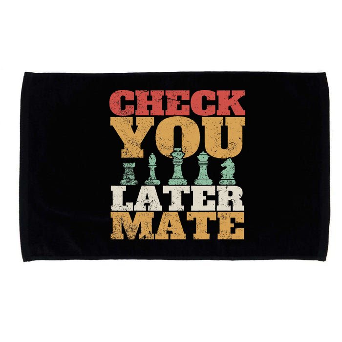 Retro Check You Later Mate Funny Checkmate Chess Pieces Microfiber Hand Towel