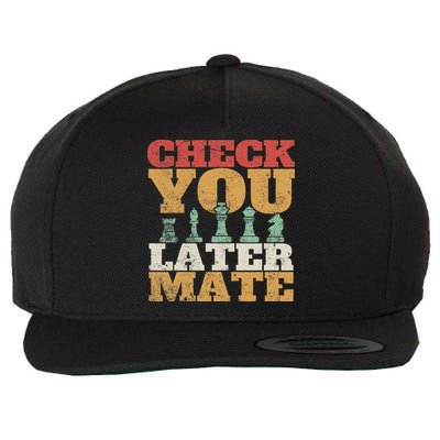 Retro Check You Later Mate Funny Checkmate Chess Pieces Wool Snapback Cap