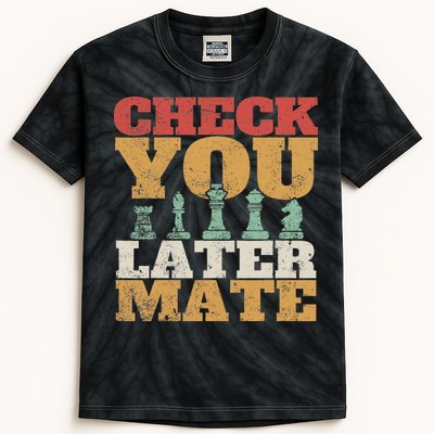 Retro Check You Later Mate Funny Checkmate Chess Pieces Kids Tie-Dye T-Shirt