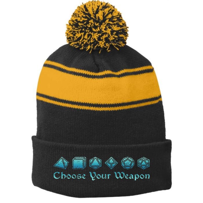 Rpg Choose Your Weapon Dice Rpg Stripe Pom Pom Beanie