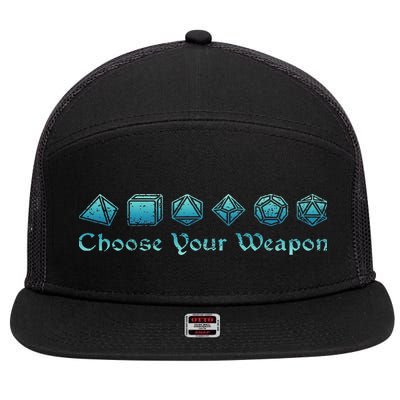 Rpg Choose Your Weapon Dice Rpg 7 Panel Mesh Trucker Snapback Hat
