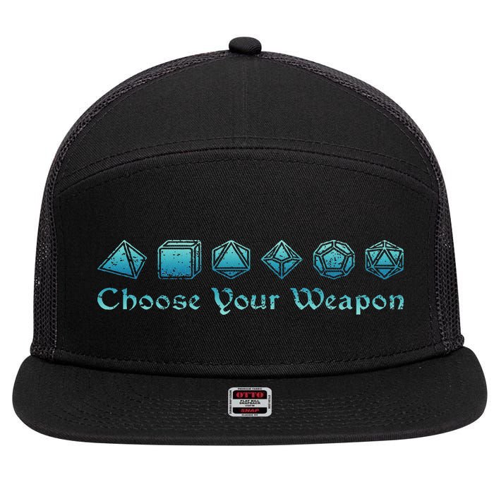 Rpg Choose Your Weapon Dice Rpg 7 Panel Mesh Trucker Snapback Hat