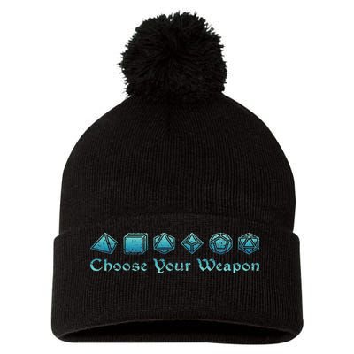 Rpg Choose Your Weapon Dice Rpg Pom Pom 12in Knit Beanie