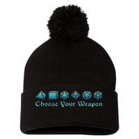 Rpg Choose Your Weapon Dice Rpg Pom Pom 12in Knit Beanie
