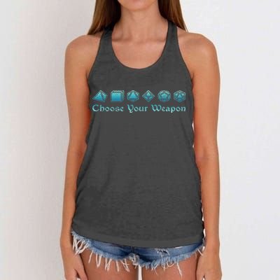 Rpg Choose Your Weapon Dice Rpg Women's Knotted Racerback Tank