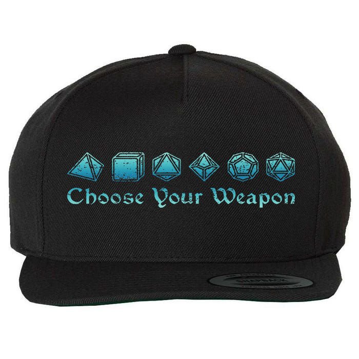 Rpg Choose Your Weapon Dice Rpg Wool Snapback Cap