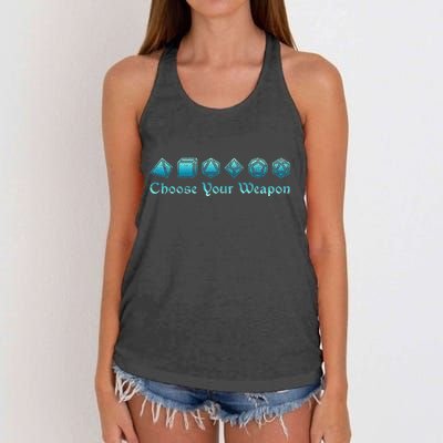 RPG Choose Your Weapon Dice   RPG  Women's Knotted Racerback Tank