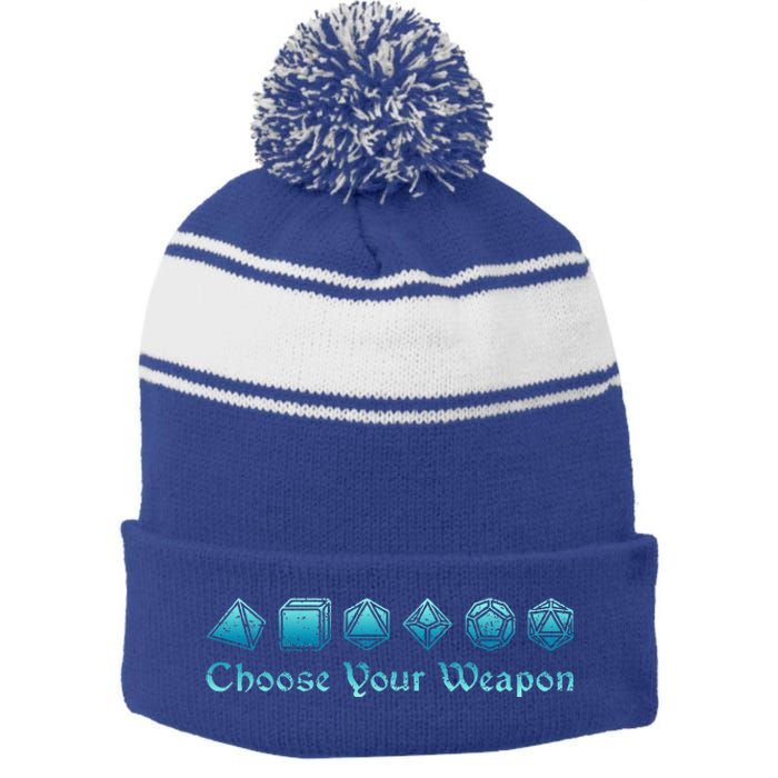 RPG Choose Your Weapon Dice   RPG  Stripe Pom Pom Beanie