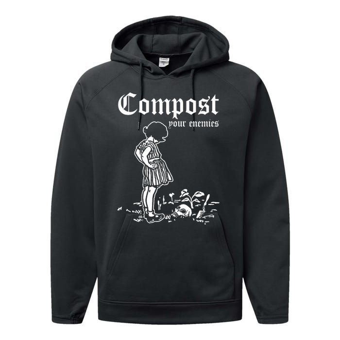 Retro Compost Your Enemies Vintage Dark Performance Fleece Hoodie