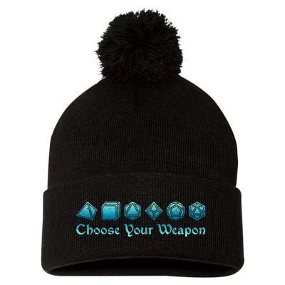 Rpg | Choose Your Weapon Dice | Rpg Pom Pom 12in Knit Beanie