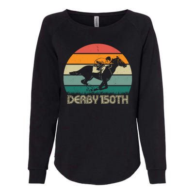 Retro Derby 150th Horse Racing Vintage Sunset Womens California Wash Sweatshirt