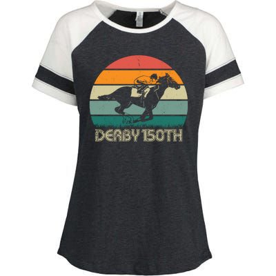 Retro Derby 150th Horse Racing Vintage Sunset Enza Ladies Jersey Colorblock Tee