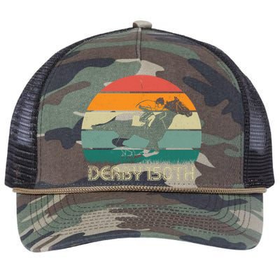 Retro Derby 150th Horse Racing Vintage Sunset Retro Rope Trucker Hat Cap