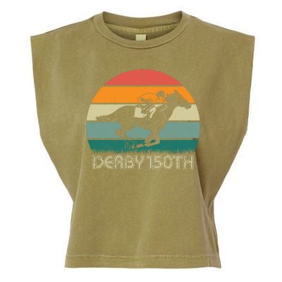 Retro Derby 150th Horse Racing Vintage Sunset Garment-Dyed Women's Muscle Tee