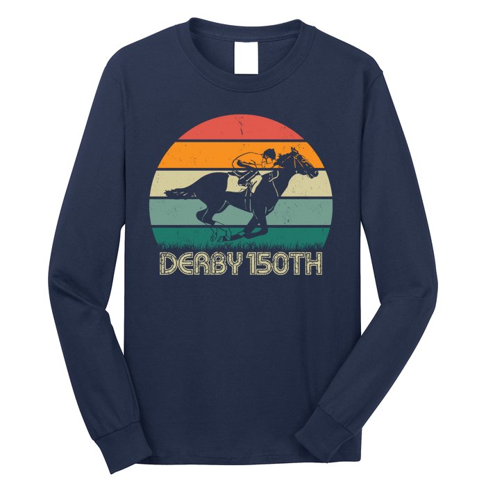 Retro Derby 150th Horse Racing Vintage Sunset Long Sleeve Shirt