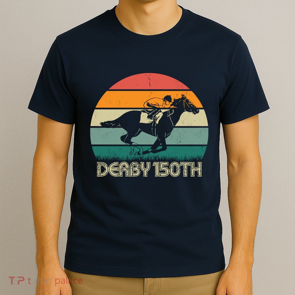 Retro Derby 150th Horse Racing Vintage Sunset T-Shirt