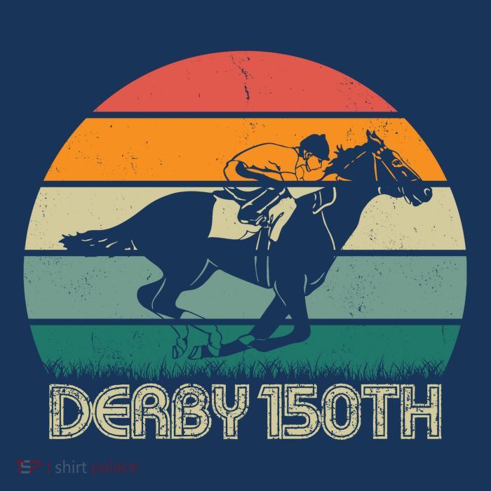 Retro Derby 150th Horse Racing Vintage Sunset T-Shirt