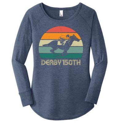 Retro Derby 150th Horse Racing Vintage Sunset Women's Perfect Tri Tunic Long Sleeve Shirt