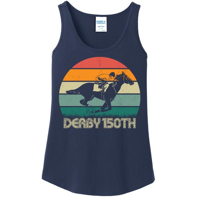 Retro Derby 150th Horse Racing Vintage Sunset Ladies Essential Tank