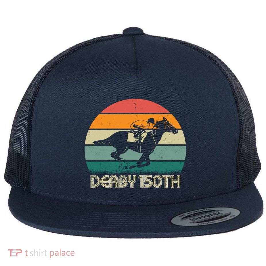 Retro Derby 150th Horse Racing Vintage Sunset Flatbill Hat