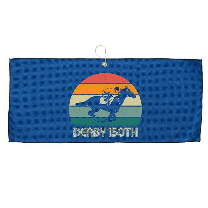 Retro Derby 150th Horse Racing Vintage Sunset Large Microfiber Waffle Golf Towel