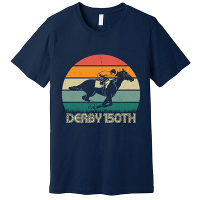 Retro Derby 150th Horse Racing Vintage Sunset Premium T-Shirt