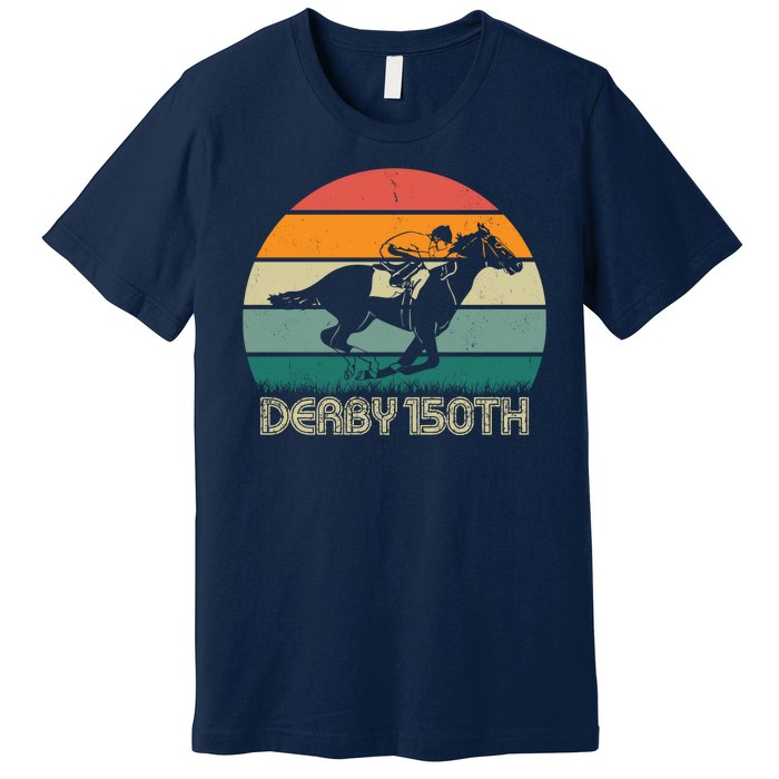 Retro Derby 150th Horse Racing Vintage Sunset Premium T-Shirt