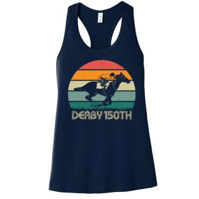 Retro Derby 150th Horse Racing Vintage Sunset Women's Racerback Tank