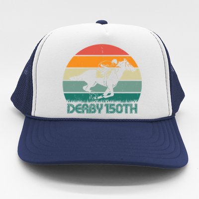 Retro Derby 150th Horse Racing Vintage Sunset Trucker Hat