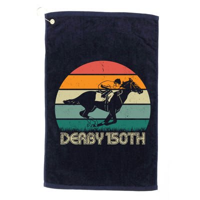 Retro Derby 150th Horse Racing Vintage Sunset Golf Towel