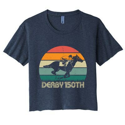 Retro Derby 150th Horse Racing Vintage Sunset Crop Top