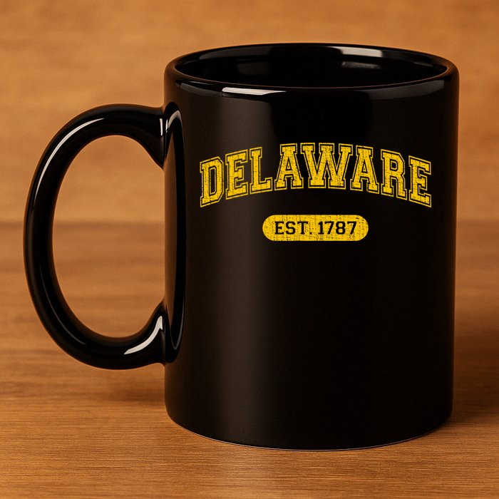 Retro Delaware 1787 Distressed Gift 11oz C Handle Ceramic Mug