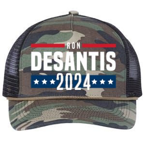 Ron DeSantis 2024 America Flag Design Retro Rope Trucker Hat Cap