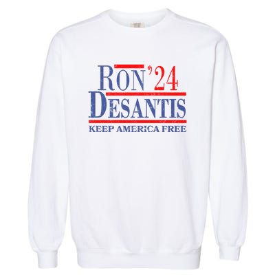 Ron DeSantis 2024 Keep America Free Garment-Dyed Sweatshirt