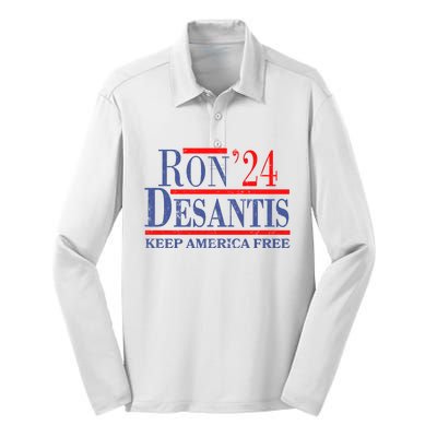 Ron DeSantis 2024 Keep America Free Silk Touch Performance Long Sleeve Polo