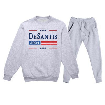 Ron Desantis 2024 For President American Flag Vintage Pro Premium Crewneck Sweatsuit Set