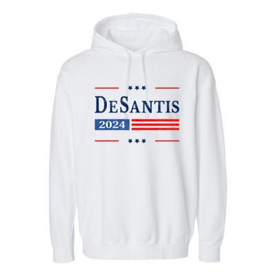 Ron Desantis 2024 For President American Flag Vintage Pro Garment-Dyed Fleece Hoodie