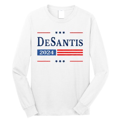 Ron Desantis 2024 For President American Flag Vintage Pro Long Sleeve Shirt