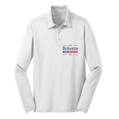 Ron Desantis 2024 For President American Flag Vintage Pro Silk Touch Performance Long Sleeve Polo