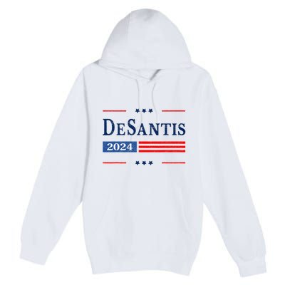 Ron Desantis 2024 For President American Flag Vintage Pro Premium Pullover Hoodie