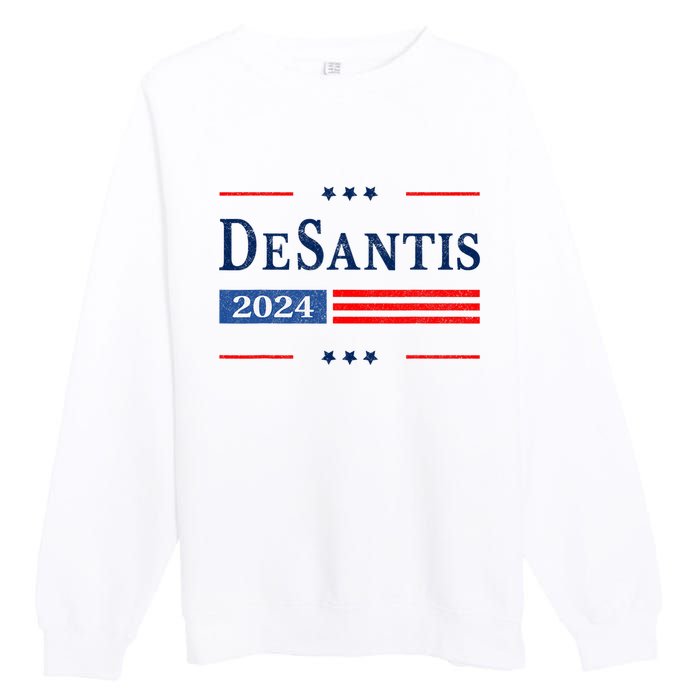 Ron Desantis 2024 For President American Flag Vintage Pro Premium Crewneck Sweatshirt