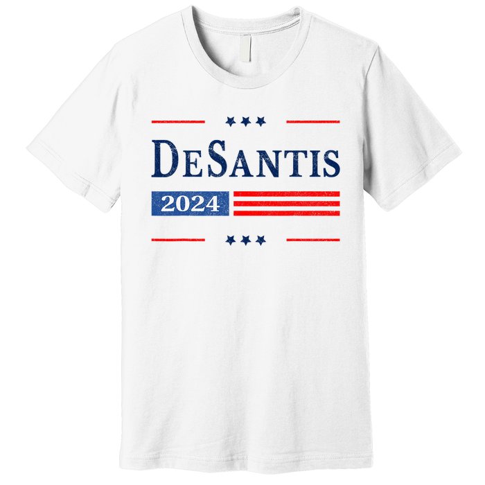 Ron Desantis 2024 For President American Flag Vintage Pro Premium T-Shirt