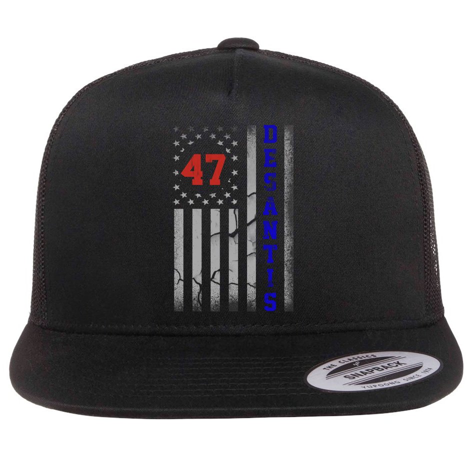 Ron Desantis 2024 American Flag Vintage Faded Distressed Flat Bill Trucker Hat